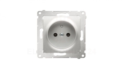 Simon 54 Gniazdo pojedyncze z/u 16A IP20 z przesłoną torów srebrny mat DGZ1Z.01/43