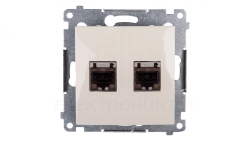 Simon 54 Gniazdo komputerowe podwójne 2xRJ45 kat.6 ekranowane z przesłoną kremowe D62E.01/41