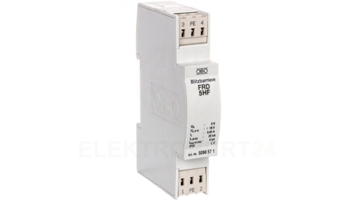 Ogranicznik przepięć dla systemów dwużyłowych 4VAC/6VDC 9kA 18kV FRD 5 HF 5098571