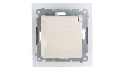 Simon 54 Gniazdo bryzgoszczelne z/u IP44 z przesłoną torów i klapką pełną kremowe DGZ1BZ.01/41