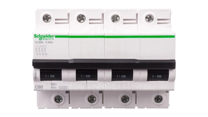 Wyłącznik nadprądowy 4P C 80A 6kA AC iC120N A9N18372