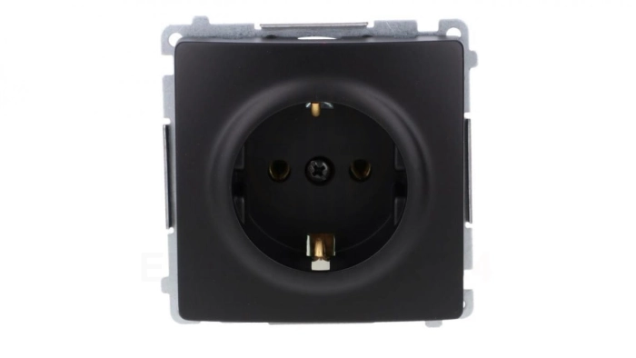 Simon Basic Gniazdo wtyczkowe z uziemieniem Schuko (moduł) 16A, 250V, zaciski śrubowe czarny BMGSZ1.01/49