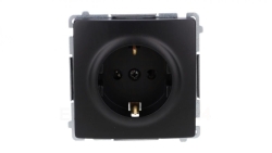 Simon Basic Gniazdo wtyczkowe z uziemieniem Schuko (moduł) z przesłonami torów prądowych, zaciski śrubowe czarny BMGSZ1Z.01/49