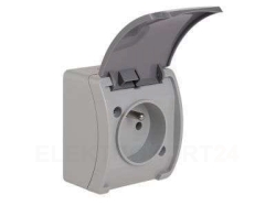 Koala Gniazdo pojedyncze z/u (2P+Z) n/t IP44 popiel z klapką grafit VG 161-08 61.375