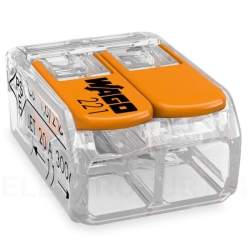 Szybkozłączka z dźwignią 2x 0,2-4mm2 transparentna / pomarańczowa 221-412 /opak.100szt./