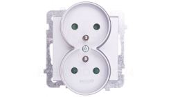 SONATA Gniazdo podwójne z/u z przesłonami srebro mat GP-2RRZP/m/38