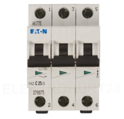 Wyłącznik nadprądowy 3P C 25A 15kA AC FAZ C25/3 278875
