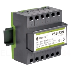 Transformator 1-fazowy modułowy bezpieczeństwa PSS 63N 230/ 24V 2,6A, na szynę DIN, IP20, Ta 40, 16024-9890