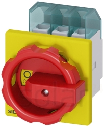 Rozłącznik główny/awaryjny 3P 32A 11.5kW AC23A 400V montaż tablicowy pokrętło żółto-czerwone 4 otwory 3LD2203-0TK53