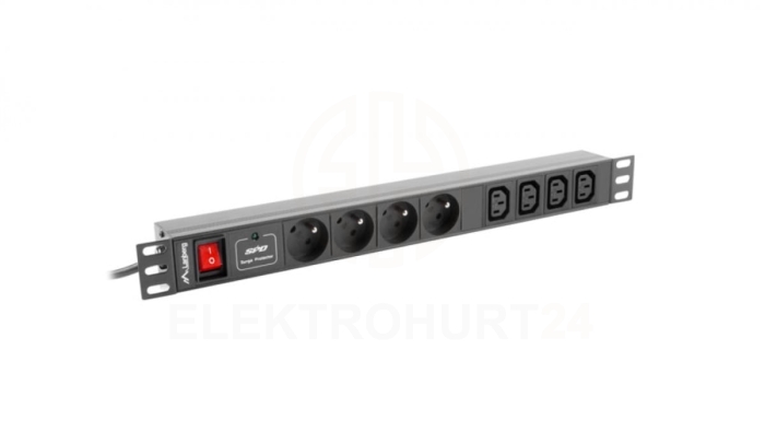 Listwa zasilająca RACK PDU 1U 16A 4x230V PL 4xIEC C13 2m czarna PDU-04E04I-0200-BK