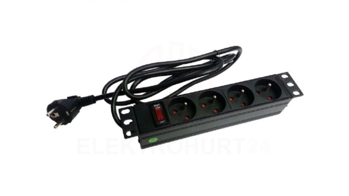 Listwa zasilająca rack 10 cali PDU gniazdo 4 x CEE 7/5 wtyk CEE 7/7 PZ04