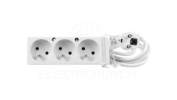 Przedłużacz 3-gniazda z/u 10A 3m /OMY 3x1/ biały PS-370 T-110020