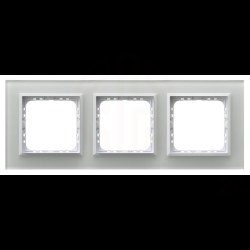 SONATA Ramka potrójna białe szkło / biała R-3RGC/31/00
