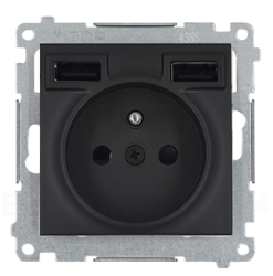 SIMON 54 GNIAZDO Z ŁADOWARKĄ USB ANTRACYT