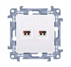 Simon 10 gniazdo głośnikowe podwójne białe