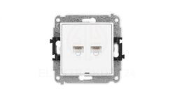 ICON Mechanizm gniazda komputerowego podwójnego 2xRJ45, kat. 5e, 8-stykowy, bez pola opisowego biały mat 25IGKBO-2