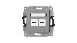 ICON Mechanizm ładowarki USB podwójnej 2xUSB C, 20W max. szary mat 27ICUSB-7