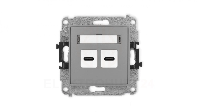 ICON Mechanizm ładowarki USB podwójnej 2xUSB C, 20W max. szary mat 27ICUSB-7