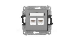 ICON Mechanizm gniazda komputerowego podwójnego 2xRJ45, kat. 5e, 8-stykowy szary mat 27IGK-2