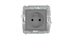ICON Mechanizm gniazda pojedynczego z uziemieniem 2P+Z (przesłony torów prądowych) szary mat 27IGP-1zp