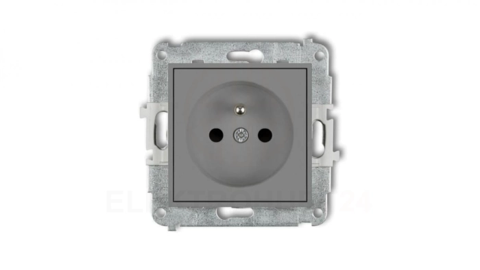 ICON Mechanizm gniazda pojedynczego z uziemieniem 2P+Z (przesłony torów prądowych) szary mat 27IGP-1zp