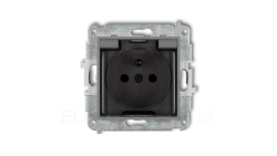 ICON Mechanizm gniazda bryzgoszczelnego z uziemieniem 2P+Z (klapka dymna, przesłony torów prądowych) szary mat 27IGPB-1zdp