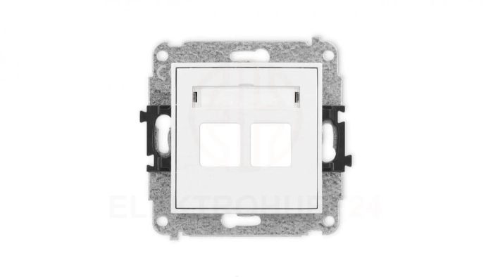 ICON Mechanizm gniazda multimedialnego podwójnego bez modułu (standard Keystone) biały IGM-2P