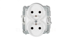 ICON Mechanizm gniazda podwójnego do ramki z uziemieniem 2x(2P+Z) (przesłony torów prądowych) biały IGPR-2zp