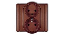 FLEXI Gniazdo podwójne z/u brązowy metalik 9FGP-2zp
