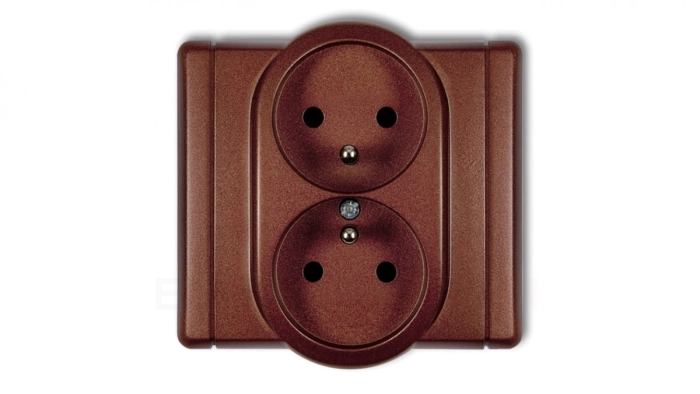 FLEXI Gniazdo podwójne z/u brązowy metalik 9FGP-2zp