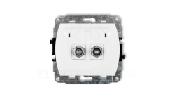 TREND Gniazdo antenowe podwójnego typu F (SAT) niklowany biały GF-2