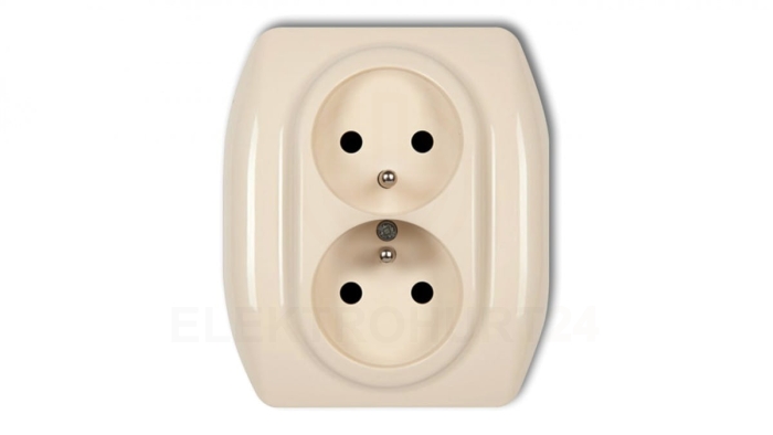 TREND Gniazdo podwójne z/u beżowy 1GP-2zp