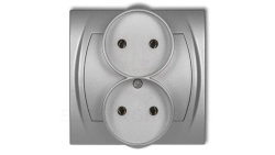 LOGO Gniazdo podwójne 2x(2P) srebrny metalik 7LGPR-2