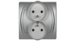 LOGO Gniazdo podwójne z/u srebrny metalik 7LGPR-2z