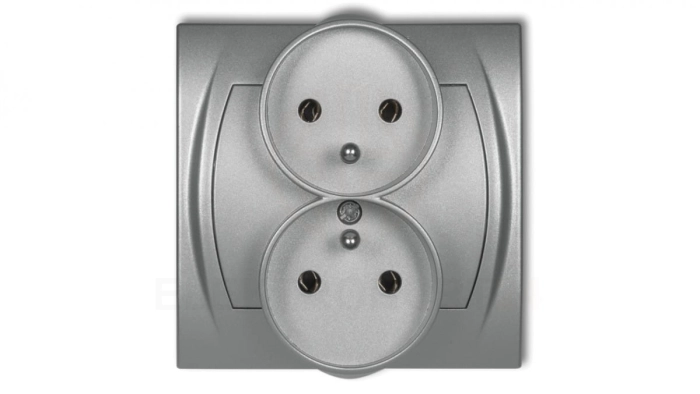 LOGO Gniazdo podwójne z/u srebrny metalik 7LGPR-2z