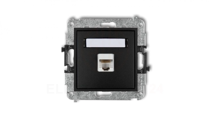 MINI Gniazdo komputerowe pojedyncze 1xRJ45 kat. 5e 8-stykowy czarny mat 12MGK-1