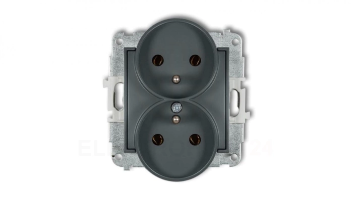 MINI Gniazdo podwójne z/u grafitowy mat 28MGPR-2z