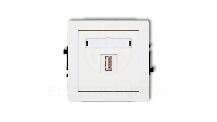 DECO Mechanizm ładowarki USB pojedynczej, 5V, 1A, biały mat 25DCUSB-1