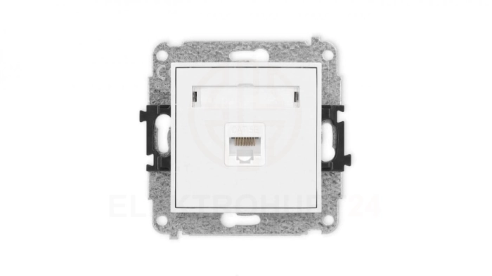 MINI Mechanizm gniazda komputerowego pojedynczego 1xRJ45, kat. 5e, 8-stykowy biały mat 25MGK-1