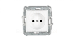 MINI Mechanizm gniazda pojedynczego bez uziemienia 2P (przesłony torów prądowych) biały mat 25MGP-1p