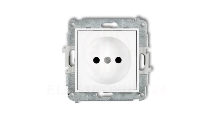 MINI Mechanizm gniazda pojedynczego bez uziemienia 2P (przesłony torów prądowych) biały mat 25MGP-1p