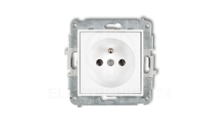 MINI Mechanizm gniazda pojedynczego z uziemieniem 2P+Z (bez przesłon torów prądowych) biały mat 25MGP-1z