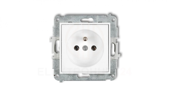 MINI Mechanizm gniazda pojedynczego z uziemieniem 2P+Z (bez przesłon torów prądowych) biały mat 25MGP-1z