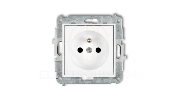 MINI Mechanizm gniazda pojedynczego z uziemieniem 2P+Z (przesłony torów prądowych) biały mat 25MGP-1zp