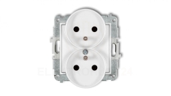 MINI Mechanizm gniazda podwójnego do ramki z uziemieniem 2x(2P+Z) (przesłony torów prądowych) biały mat 25MGPR-2zp