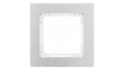 DECO Ramka uniwersalna pojedyncza - aluminium szczotkowane (ramka: srebrna spód: biały) 7-0-DRA-1