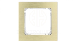 DECO Ramka uniwersalna pojedyncza - aluminium szczotkowane (ramka: kolor mosiężny spód: biały) 8-0-DRA-1