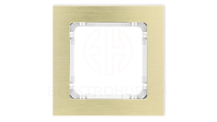 DECO Ramka uniwersalna pojedyncza - aluminium szczotkowane (ramka: kolor mosiężny spód: biały) 8-0-DRA-1