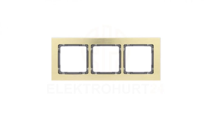 DECO Ramka uniwersalna potrójna - aluminium szczotkowane (ramka: kolor mosiężny spód: grafitowy) 8-11-DRA-3