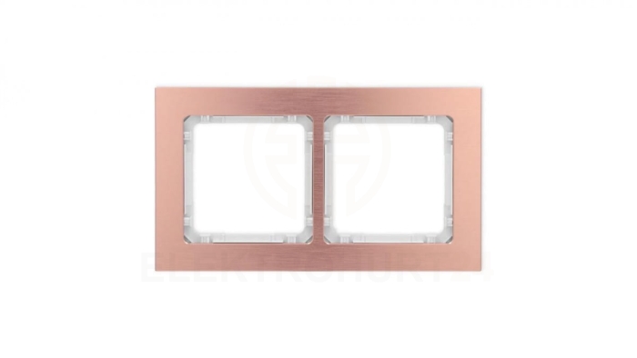 DECO Ramka uniwersalna podwójna - aluminium szczotkowane (ramka: kolor miedziany spód: biały) 9-0-DRA-2